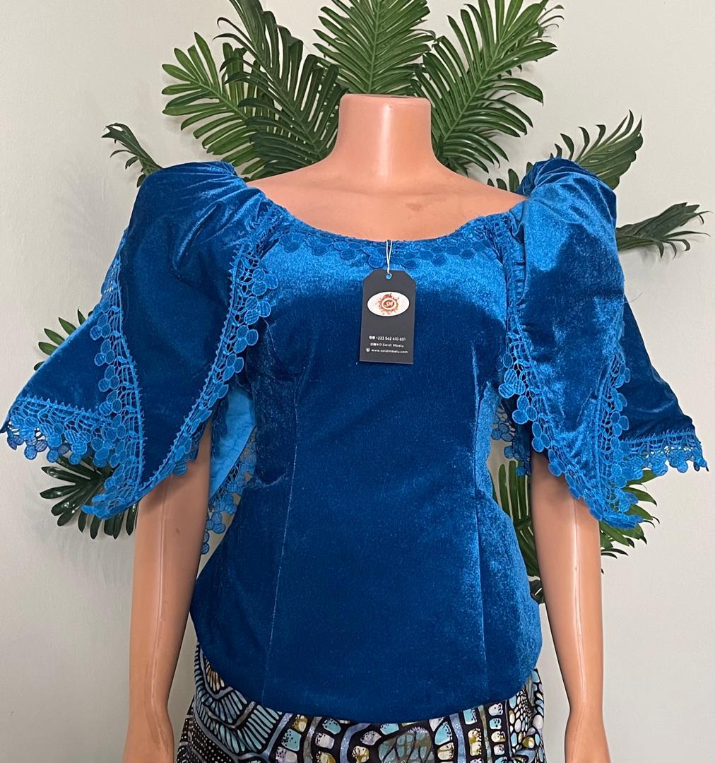 burgundy velvet African blouse